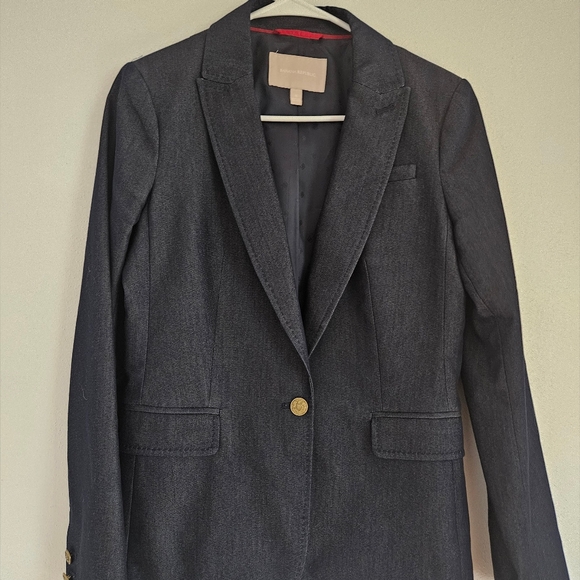 Banana Republic Dark Denim Blazer In Indigo Blue - Picture 5 of 7